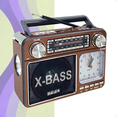 Imagem de Rádio Retrô Portátil AM/FM Bluetooth com Relógio Bateria Recarregável 