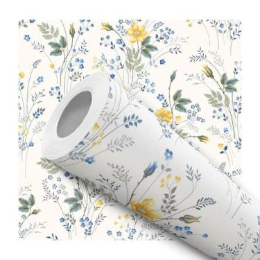 Imagem de Papel De Parede Adesivo Lavável pra Cozinha Floral Flores Tons Amarelo