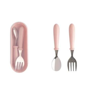 Imagem de Kit Talher Infantil C/ Estojo Aço Inox Colher Garfo Talheres - Clink, 