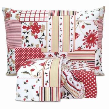 Imagem de Jogo de Lençol Casal Queen Elástico Estampado Algodão 3 Peças - Berve 