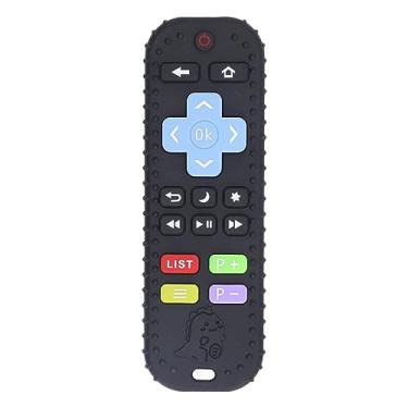 Imagem de Aqur2020 Brinquedo de Mastigar Mordedor de bebê, Forma de Controle Remoto, Brinquedos de Alívio de Dentição, Brinquedo Sensorial de Silicone Com Botões de Aprendizagem de Números para (Preto)