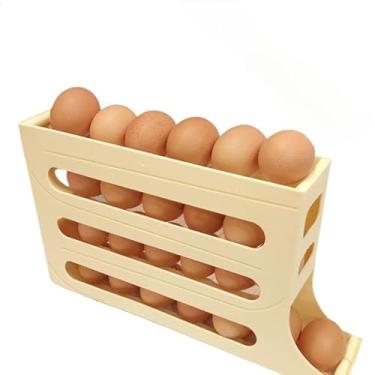 Imagem de Porta Ovos Deslizante Organizador Para Geladeira De 4 Camadas Automática Rolantes(2 PEÇAS 4 ANDARES Amarelo)