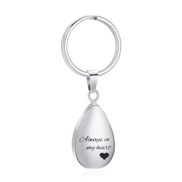 Imagem de Oinsi Chaveiro de cremação de lágrima Always In My Heart Urna para homens e mulheres com pingente de cinzas de lembrança memorial para um ente querido, Sem Pedra Preciosa