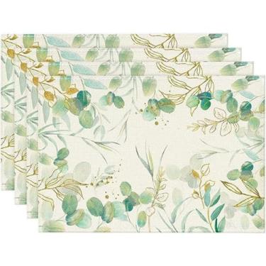 Imagem de Conjunto de 4 jogos americanos retangulares de 30,5 x 45,7 cm para mesa de jantar, resistente ao calor, lavável, tecido, floral, para uso doméstico, decoração de festa e cozinha