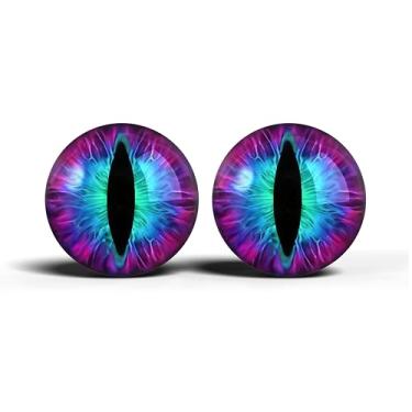 Imagem de Olhos realistas de artesanato de vidro de 2,5 cm, design de íris vertical de gato animal, conjunto de 2 peças, globos oculares de cabochão abobadados, arte, taxidermia e suprimentos para fabricação de