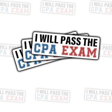 Imagem de (3 peças) Adesivo de exame I'll Pass The CPA – Humor motivacional de estudo de contabilidade e finanças para candidatos CPA, estudantes e futuros contadores para laptop garrafa de água capa de