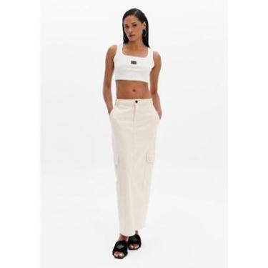 Imagem de Saia Sarja Super Midi Com Cintura Alta E Bolsos Cargo-Feminino