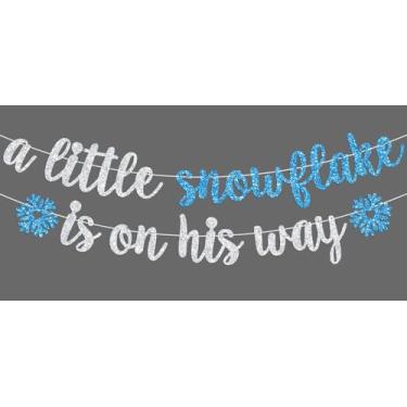 Imagem de A Little Snowflake is on His Way Banner, Little Snowflake Baby Shower Decorations, Winter Wonderland, Frozen Snowflake Christmas Baby Shower/Gênero Revelar Festa Decoração Suprimentos para Bebês