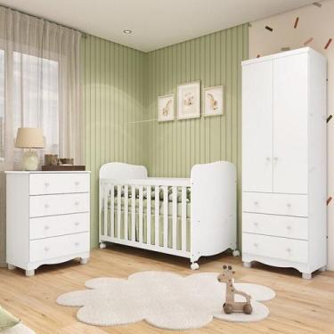 Imagem de Quarto de Bebê com Guarda-roupa 2 Portas Cômoda e Berço com Rodízios 1