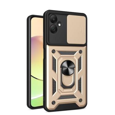 Imagem de RKINC Capa para Samsung Galaxy A05 com capa deslizante para câmera e anel giratório com suporte de grau militar à prova de choque com suporte magnético para carro, dourado
