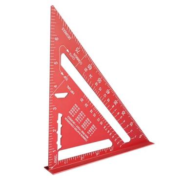 Imagem de Régua quadrada para marcenaria, ferramenta de layout, régua triangular de metal de liga (7 x 18 cm), vermelha