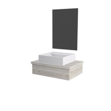 Imagem de Conjunto Bancada C-cuba Q39 E Espelheira Metrópole 601 Preto ônix Snow