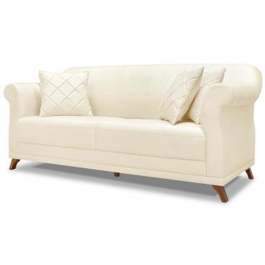 Imagem de Sofa 3 Lugares Retro Polo 200cm Com Almofada Linho Natural Ezz Natural