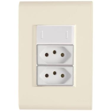 Imagem de Cj Interruptor E Duas Tomadas 10a E 20a Liz Bege Tramontina Completo Pronto Tramontina