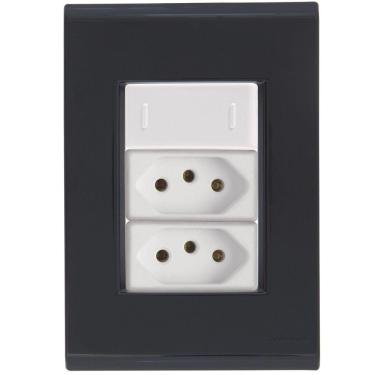 Imagem de Cj Interruptor E Duas Tomadas 10a E 20a Liz Grafite Tramontina Completo Pronto Tramontina