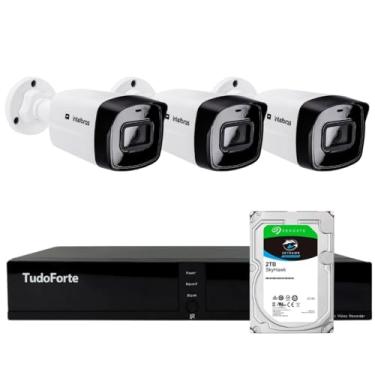 Imagem de Kit 3 Câmeras Intelbras VIPC 1230 B G2 IP Bullet Full HD IP67 Visão 30m + DVR Tudo Forte TFHDX 3304 4 Canais + HD SkyHawk 2TB