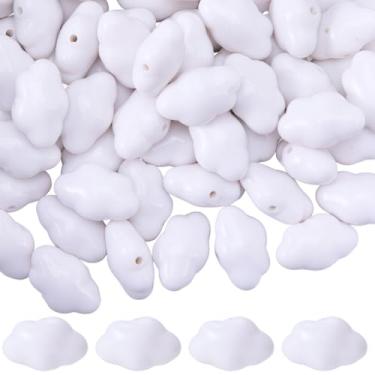 Imagem de SUNNYCLUE 60 peças de contas de acrílico nuvens, contas meteorológicas, pintáveis, desenhos animados, volumosas, nuvens, pingentes, espaçadores soltos para fazer joias, pulseiras, brincos, colar