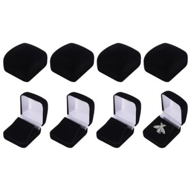 Imagem de FREEBLOSS 8 peças de caixa de presente de alfinete de lapela preto estojo de exibição de colar de veludo caixa de presente pequena caixa de armazenamento de joias para aniversário e aniversário