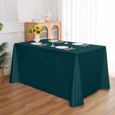 Imagem de Toalha de mesa retangular para banquetes, cor sólida, resistente, resistente a vincos, lavável, toalha de mesa de cetim, capa decorativa para mesa de jantar, buffet, festa e casamento, marrom escuro