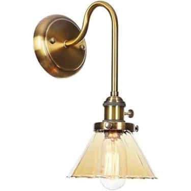 Imagem de Luzes De Parede De Vidro Antigo, Arandelas Gooseneck Industriais Vintage, Lâmpada De Leitura De Braço Longo American Country, Luminária De Parede Led Industrial Para Sala De Estar, Amber