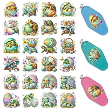 Imagem de XRTHGS 48 peças/conjunto de adesivos UV DTF de animais da Páscoa para chaveiros de motel UV DTF pacote de impressão de etiquetas de papel para chaveiros de hotel de acrílico, adesivos coloridos UV DTF