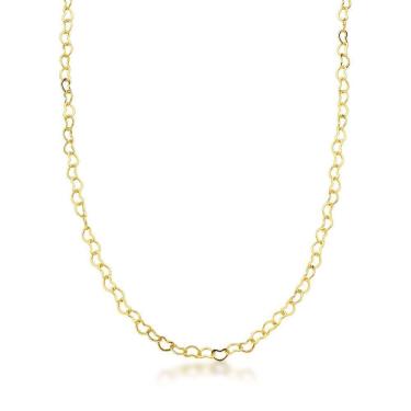 Imagem de Colar Corrente Elo Corações 3mm Banhada A Ouro 18k