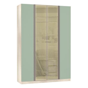 Imagem de Guarda-roupa Solteiro 4 Portas Legno Crema Com Verde Jade