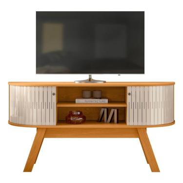 Imagem de Rack Bancada De Tv 55 Pol 136cm Alana Z10 Off/cinamomo - Mpozenato