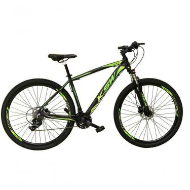 Imagem de Bicicleta Aro 29 Ksw Xlt Alumínio 24v Câmbios Shimano Garfo Com Trava No Ombro - Preto/verde Tam.15
