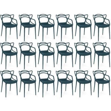 Imagem de Kit 18 Cadeiras De Jantar Allegra Design Empilhável - Azul Marinho