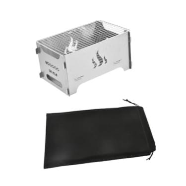 Imagem de RNXRZANK Churrasqueira Portátil, Dobrável E Removível, E Ideal para Cozinhar em Camping E áreas Externas. Feita em aço Inoxidável. Perfeita para Uso, Médio