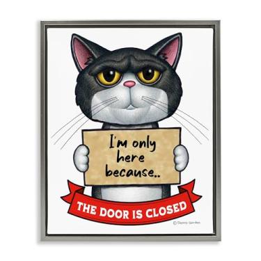 Imagem de Stupell Industries Arte de parede Here Because Door Is Closed com moldura cinza flutuante, design de Danny Gordon Art, 53 x 43 cm