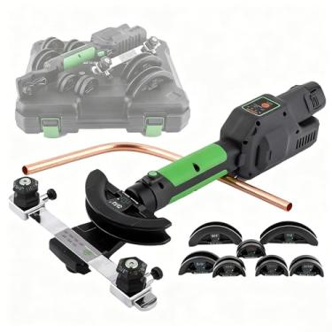 Imagem de Dobradeira de Tubos Elétrica com Matrizes de 1/4" a 7/8", Máquina de Dobrar Tubos Rápida a 90°,Dobradeira de Tubos Portátil de Íon-Lítio para Diversos Reparos em Tubos de Cobre
