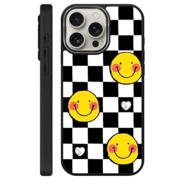 Imagem de Zhhoya Capa para iPhone 15 Pro Max, tabuleiro de xadrez, preto, branco, estampado, preto, estético, magnético, capa protetora engraçada para mulheres, homens, meninos e meninas