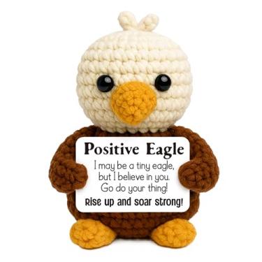 Imagem de Presente positivo de águia de crochê – Decoração inspiradora feita à mão para mulheres, homens, amigos, colegas de trabalho, símbolo de incentivo de força e liberdade, enfeite de mesa motivacional