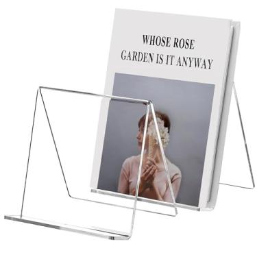 Imagem de SANRUI Pacote com 2 suportes de acrílico para exibição de livros de 15 cm, suporte de base de cavalete transparente A5, suporte de exibição de disco de vinil para álbum de escritório em casa, CD