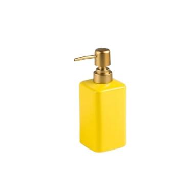 Imagem de Dispensador de sabão Dispensador de sabonete cerâmica com bomba, loção líquida para xampu, banheiro e cozinha(Yellow)