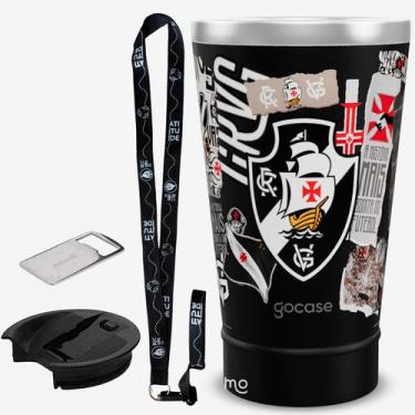 Imagem de KIT Copo Térmico GOCASE Vibe 470ml do VASCO com tampa e abridor e tira