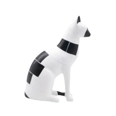 Imagem de Fxzqgnh Estátua de Gato, Escultura de Animal, Criativa, Fofa, Presente único, Estatueta de Animal para Sala de Estar, Mesa, Escritório, Ornamento, Branco, Tamanho real