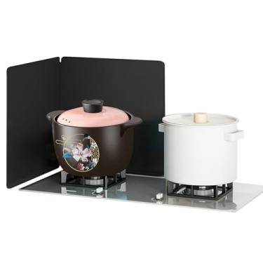 Imagem de HYUIO Protetor contra respingos de óleo de aço inoxidável dobrável de 2 lados, ferramenta de cozinha à prova de respingos de óleo de fritura, para protetor de tela de fogão, protetor atrás