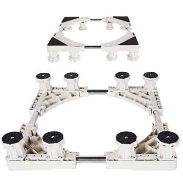 Imagem de IIPOSAQQ Base de máquina de lavar móvel ajustável, base de suporte de geladeira multifuncional com suporte telescópico, 4 pernas, 8 pernas, branco, cinza. (8 pernas 19 cm)