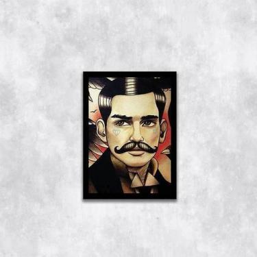 Imagem de Quadro Homem Retrô Tatoo Style 45X34 Com Vidro Preta - Quadros On-Line