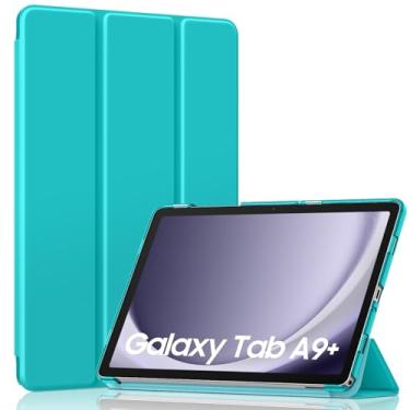 Imagem de MoKo Capa para Galaxy Tab A9 Plus/A9+ 11 polegadas 2023, capa inteligente rígida de policarbonato translúcido para tablet Galaxy Tab A9 Plus SM-X210/X216/X218, despertar/hibernar automaticamente, azul