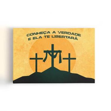 Imagem de Quadro Cruz Jesus A Verdade Te Libertará Canvas 60X40Cm - Plimshop