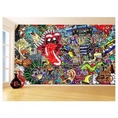 Imagem de Papel De Parede 3D Arte Graffiti Mural Grafite 3,5M Tra114 - Você Deco