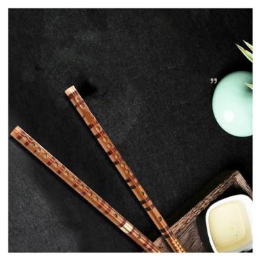 Imagem de Flauta de bambu profissional flauta transversal para iniciantes, duas seções, profissional, nível de entrada, latão, inserção única (tecla D)