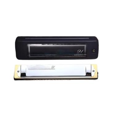 Imagem de Gaita profissional tremolo gaita polifonia diatônica chave C 21 furos aço inoxidável