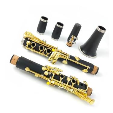 Imagem de Esmalte corporal de tubo de resina ABS/banhado a ouro niquelado 17 teclas clarinete tom Bb com estojo de transporte para clarinete