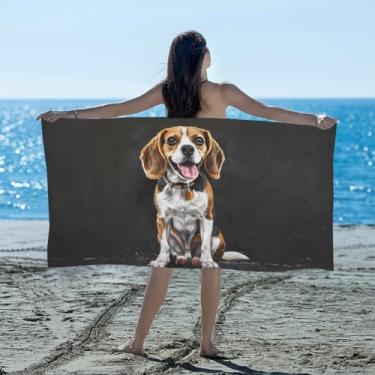 Imagem de hongjinglin Toalha de praia absorvente de secagem rápida cão animal retro microfibra leve toalha de piscina toalhas de banho macias sem areia para praia, natação, banheiro, chuveiro, acampamento