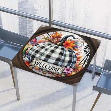 Imagem de hongjinglin Toalha de mesa quadrada para uso ao ar livre com borda elástica, toalha de mesa quadrada para decoração de cozinha de 117 x 117 cm